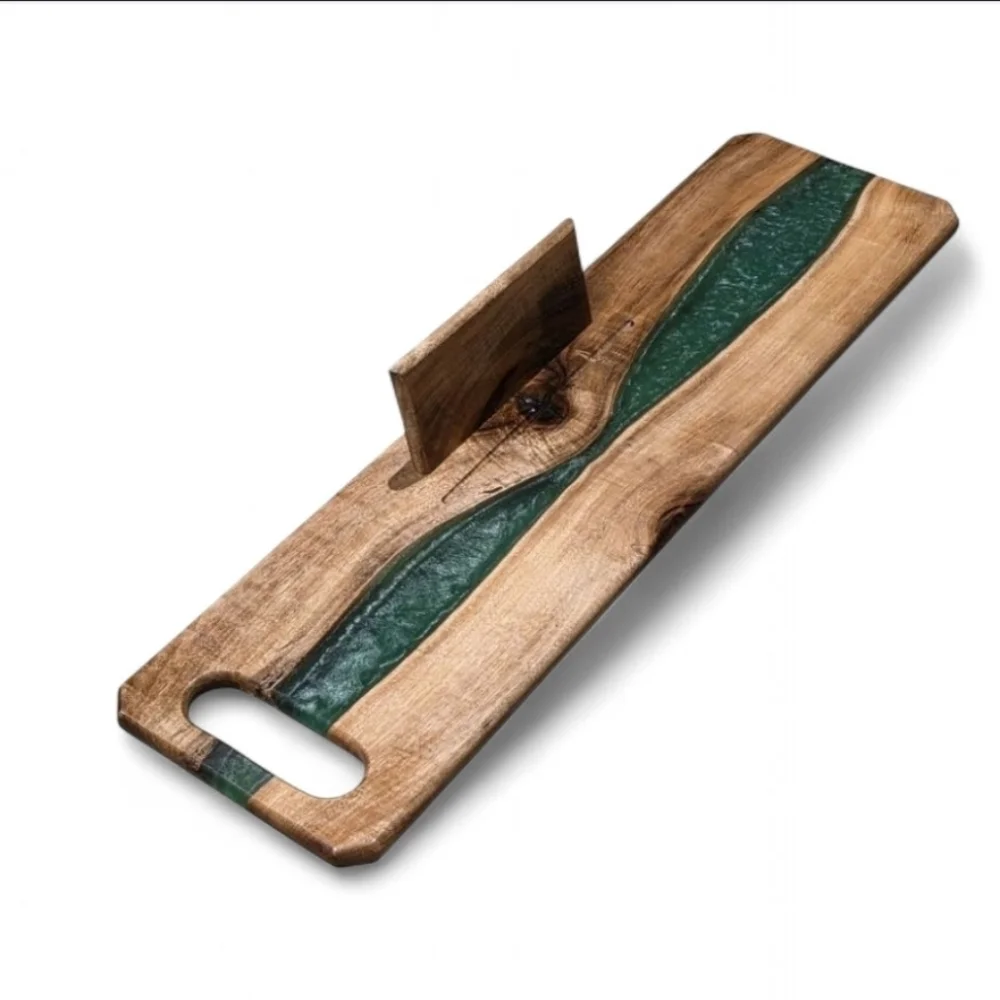 Handmade Bath Board- Myrtlewood W/ Green Accent